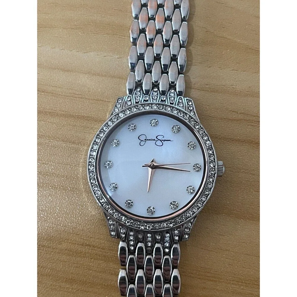 Jessica Simpson Women’s Silver Tone Crystal Watch